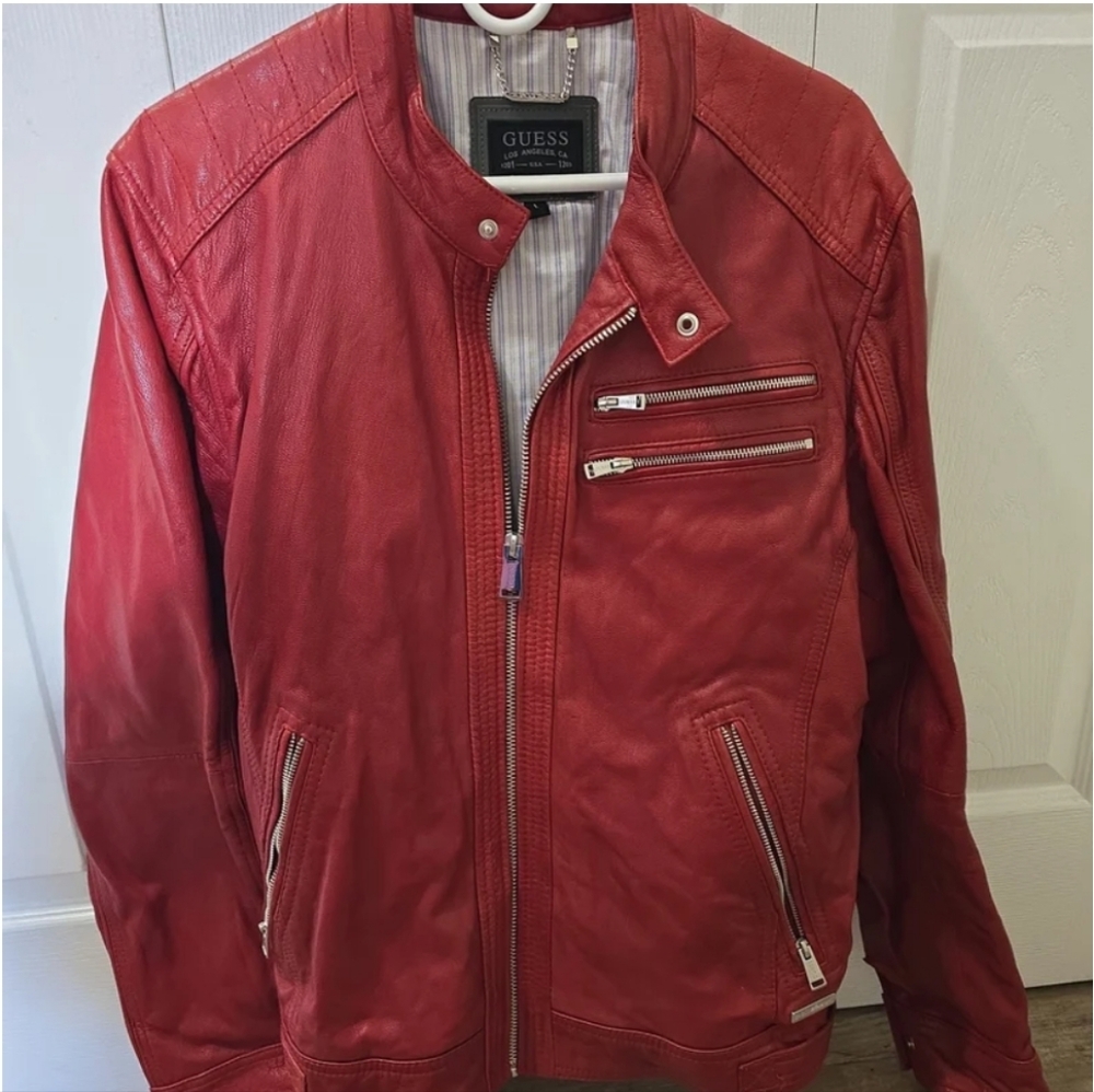 Guess Red Leather Jacket